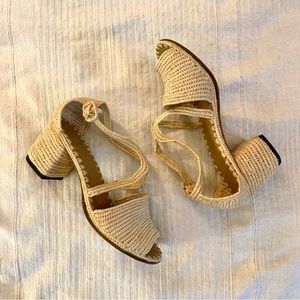 Carrie Forbes natural woven raffia sandals
